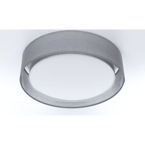 Plafonnier Double Tissu Diffusion Douce Lumière Ambiance Chaleureuse D. 60 Cm - H16 Cm Gris