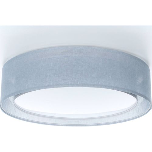 Plafonnier Double Tissu Lumière Douce Pour Salon Contemporain D. 50 Cm - H16 Cm Bleu