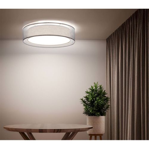 Plafonnier Double Tissu Lumière Douce Pour Salon Contemporain D. 50 Cm - H16 Cm Bleu