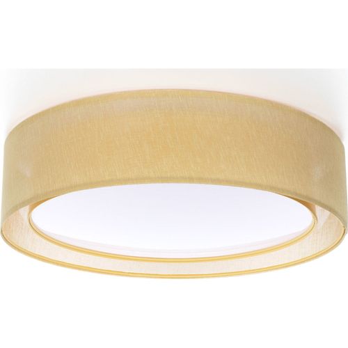 Plafonnier Tissu Double Couche Lumière Douce Effet Uniforme D. 60 Cm - H16 Cm Beige