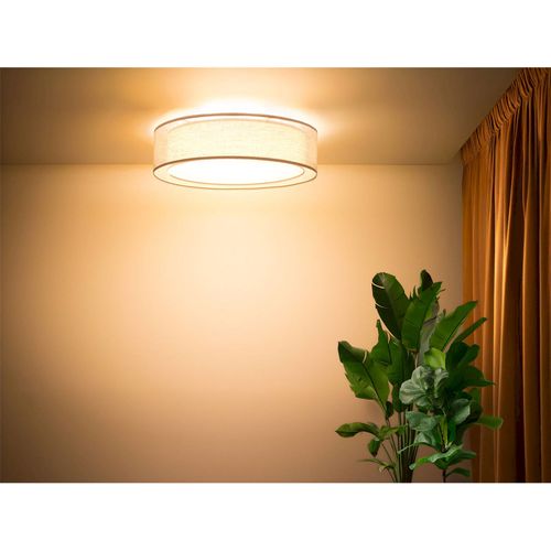 Plafonnier Double Tissu Lumière Douce Effet Uniforme Élégant D. 50 Cm - H16 Cm Beige