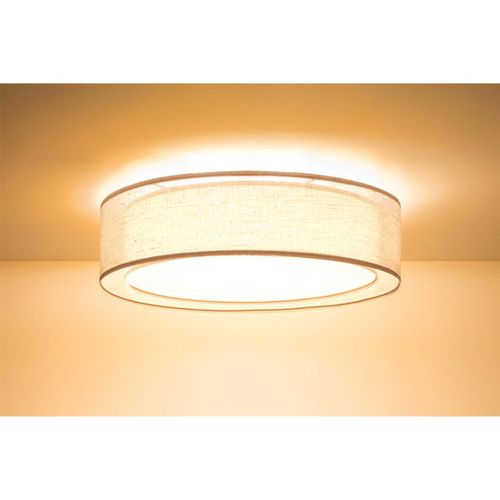 Plafonnier Double Tissu Lumière Douce Effet Uniforme Élégant D. 50 Cm - H16 Cm Beige