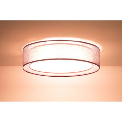 Plafonnier Double Tissu Effet Lumière Douce Ambiance Chaleureuse D. 50 Cm - H16 Cm Rose
