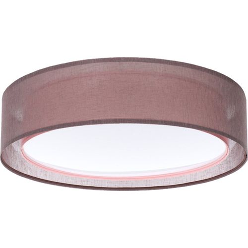 Plafonnier Double Tissu Effet Lumière Douce Ambiance Chaleureuse D. 50 Cm - H16 Cm Rose