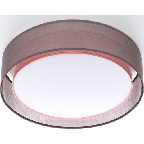 Plafonnier Double Tissu Effet Lumière Douce Ambiance Chaleureuse D. 50 Cm - H16 Cm Rose