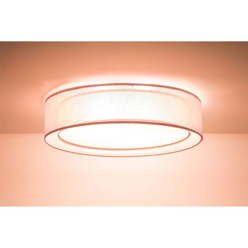 Plafonnier Tissu Double Couche Lumière Douce Et Diffuse Élégante D. 50 Cm - H16 Cm Rose