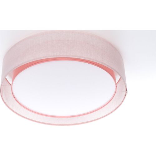 Plafonnier Tissu Double Couche Lumière Douce Et Diffuse Élégante D. 50 Cm - H16 Cm Rose