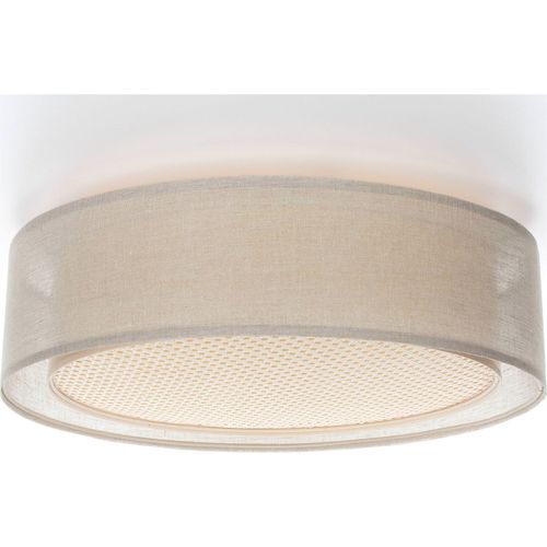 Plafonnier Double Tissu Lumière Douce Design Moderne Salon D. 60 Cm - H16 Cm Beige