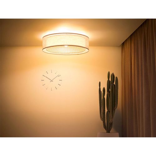 Plafonnier Double Tissu Lumière Douce Design Moderne Salon D. 60 Cm - H16 Cm Beige