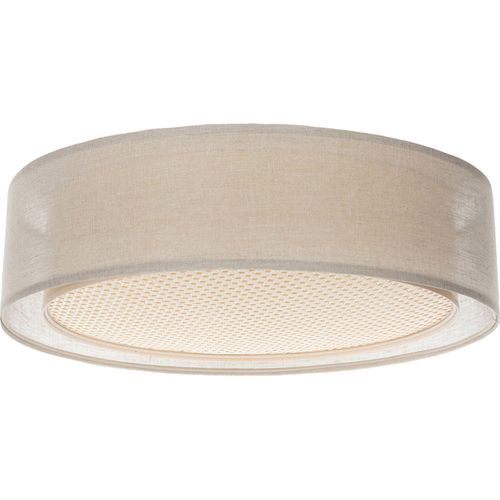 Plafonnier Double Tissu Lumière Douce Design Moderne Salon D. 60 Cm - H16 Cm Beige