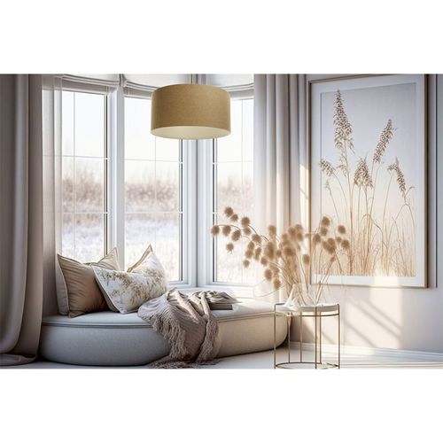 Suspension Boho Élégant En Tissu Crème Hauteur Ajustable D. 60 Cm - H30 Cm Beige