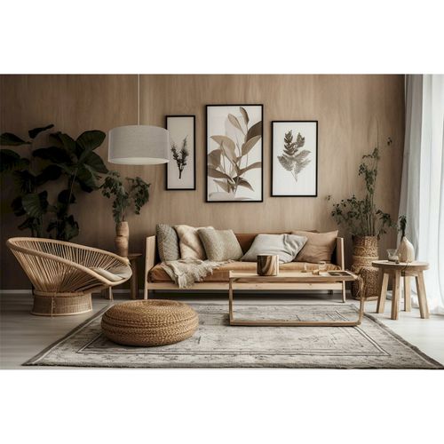 Suspension En Chanvre Naturel Style Boho Pour Salon Élégant D. 50 Cm - H25 Cm Beige