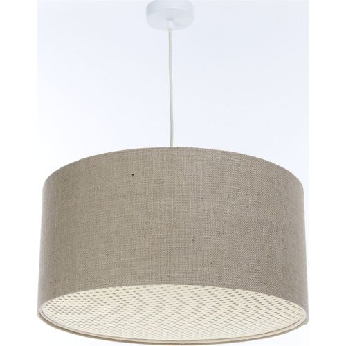 Suspension Bohème En Lin Naturel Effet Rotin Ambiance Chaleureuse D. 40 Cm - H15 Cm Beige