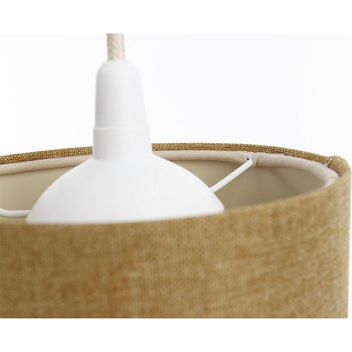 Suspension Bohème En Lin Naturel Effet Rotin Ambiance Chaleureuse D. 15 Cm - H30 Cm Beige