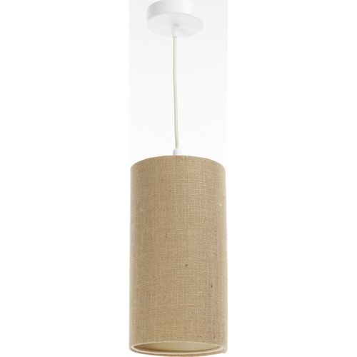 Suspension Bohème En Lin Naturel Effet Rotin Ambiance Chaleureuse D. 15 Cm - H30 Cm Beige