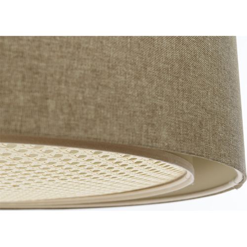 Suspension Bohème Élégante Tissu Et Rotin Lumière Douce D. 40 Cm - H20 Cm Beige