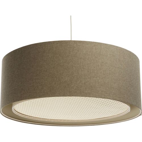 Suspension Bohème Élégante Tissu Et Rotin Lumière Douce D. 60 Cm - H20 Cm Beige