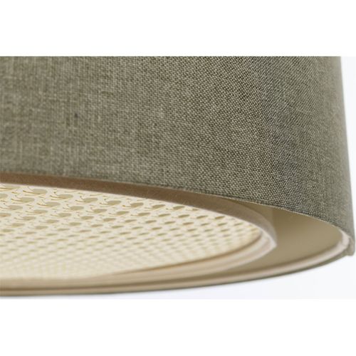 Suspension Bohème Élégante Tissu Et Rotin Pour Salon Cosy D. 50 Cm - H20 Cm Beige