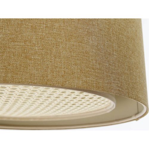 Suspension Boho Élégant Tissu Structuré Et Diffuseur Rotin Beige D. 40 Cm - H20 Cm Beige