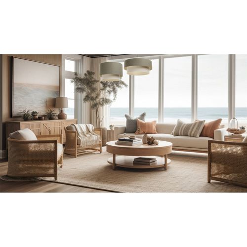 Suspension Bohème Élégante En Tissu Crème Pour Salon Ou Chambre D. 60 Cm - H35 Cm Beige