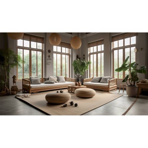 Suspension Boho Chic En Tissu Crème Réglable Ambiance Chaleureuse D. 60 Cm - H35 Cm Beige