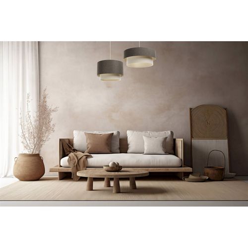 Suspension Boho Élégant En Tissu Crème Pour Salon Ou Chambre D. 40 Cm - H25 Cm Beige