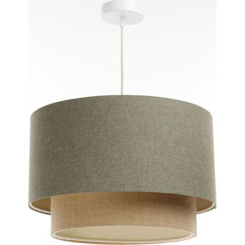 Suspension Boho Élégant Tissu Crème Ajustable Ambiance Chaleureuse D. 60 Cm - H35 Cm Beige