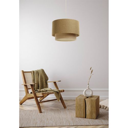 Suspension Boho Élégant Tissu Crème Ajustable Ambiance Chaleureuse D. 60 Cm - H35 Cm Beige