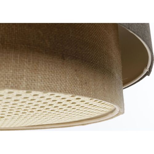 Suspension Boho Élégant En Tissu Structuré Et Diffuseur Rotin D. 60 Cm - H35 Cm Beige