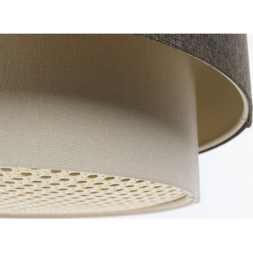 Suspension Boho Élégant Tissu Et Rotin Ambiance Chaleureuse D. 40 Cm - H25 Cm Beige