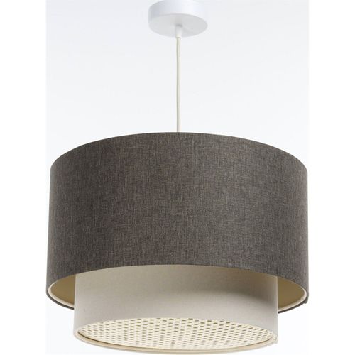 Suspension Boho Élégant Tissu Et Rotin Ambiance Chaleureuse D. 40 Cm - H25 Cm Beige