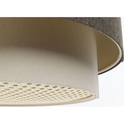 Suspension Boho Élégant Tissu Et Rotin Ambiance Chaleureuse D. 40 Cm - H25 Cm Beige