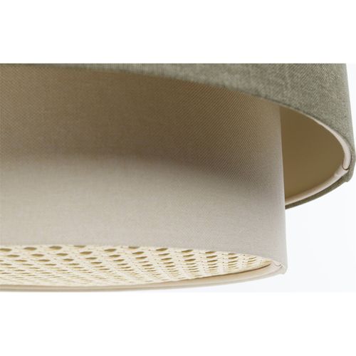 Suspension Boho Élégant En Tissu Structuré Et Diffuseur Rotin D. 60 Cm - H35 Cm Beige