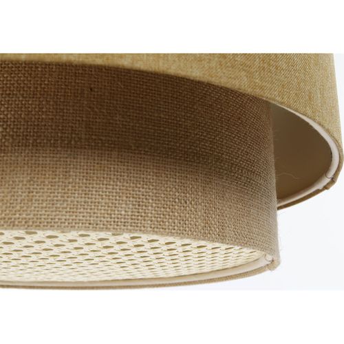 Suspension Boho Élégant Tissu Et Rotin Ambiance Chaleureuse D. 60 Cm - H35 Cm Beige