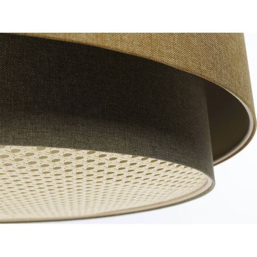 Suspension Boho Élégant En Tissu Et Rotin Pour Ambiance Chaleureuse D. 50 Cm - H31 Cm Beige