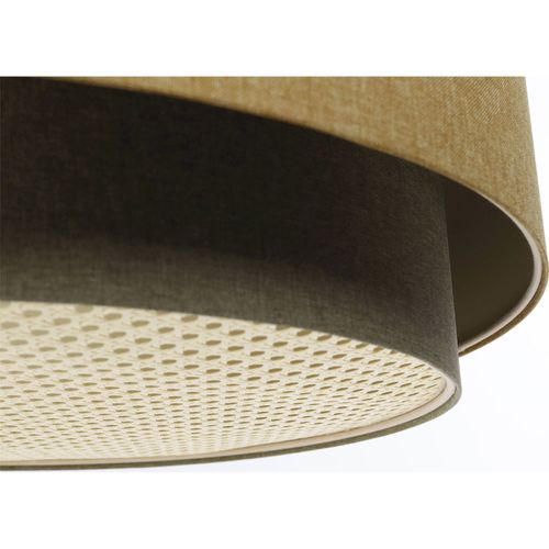 Suspension Boho Élégant En Tissu Et Rotin Pour Ambiance Chaleureuse D. 60 Cm - H35 Cm Beige