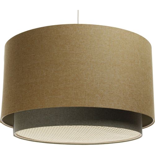 Suspension Boho Élégant En Tissu Et Rotin Pour Ambiance Chaleureuse D. 60 Cm - H35 Cm Beige