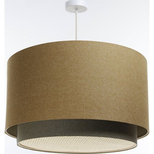 Suspension Boho Élégant En Tissu Et Rotin Pour Ambiance Chaleureuse D. 60 Cm - H35 Cm Beige