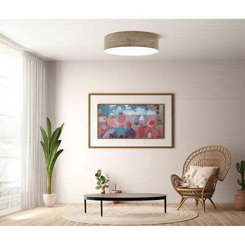 Plafonnier Tissu Boho Élégant Lumière Douce Compatible LED D. 50 Cm - H20 Cm Marron