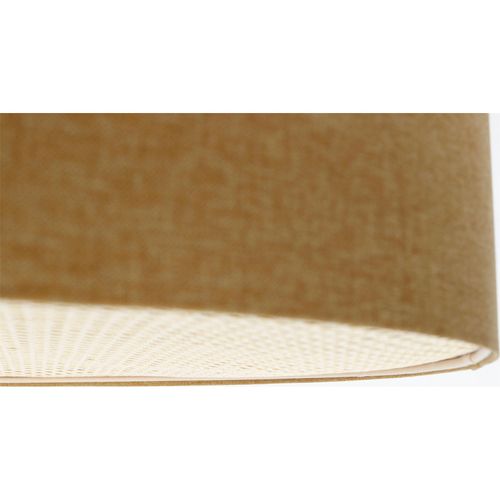 Plafonnier Boho Élégant En Tissu Structuré Et Diffuseur Rotin D. 60 Cm - H20 Cm Marron