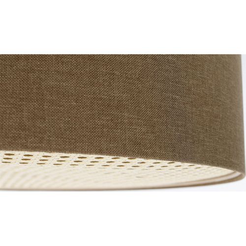 Plafonnier Boho Élégant Tissu Et Rotin Lumière Douce Ajustable D. 70 Cm - H20 Cm Marron