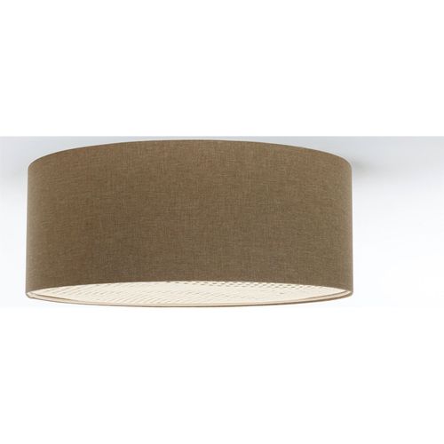 Plafonnier Boho Élégant Tissu Et Rotin Lumière Douce Ajustable D. 70 Cm - H20 Cm Marron