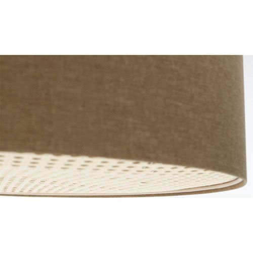 Plafonnier Boho Élégant Tissu Et Rotin Lumière Douce Ajustable D. 60 Cm - H20 Cm Marron