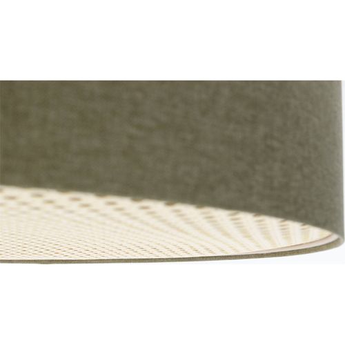 Plafonnier Boho Élégant Tissu Structuré Et Diffuseur Rotin Beige D. 50 Cm - H20 Cm Vert