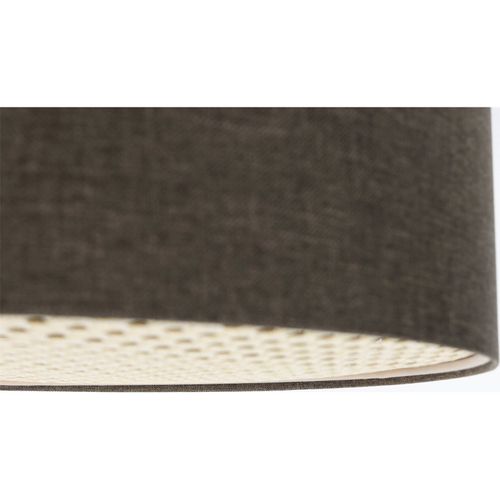 Plafonnier Boho Élégant Tissu Structuré Et Diffuseur Rotin D. 50 Cm - H20 Cm Marron