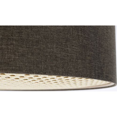 Plafonnier Boho Élégant Tissu Structuré Et Diffuseur Rotin D. 60 Cm - H20 Cm Marron
