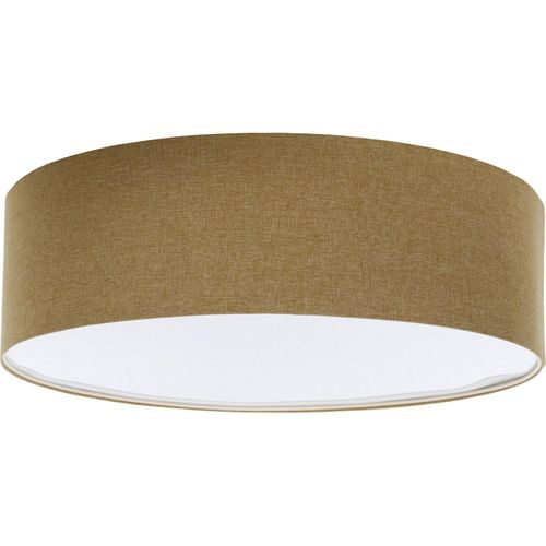 Plafonnier Tissu Effet Structuré Style Boho Élégant Lumière Douce D. 60 Cm - H20 Cm Marron