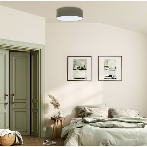 Plafonnier Tissu Blanc Effet Structuré Ambiance Boho Élégant D. 40 Cm - H20 Cm Vert