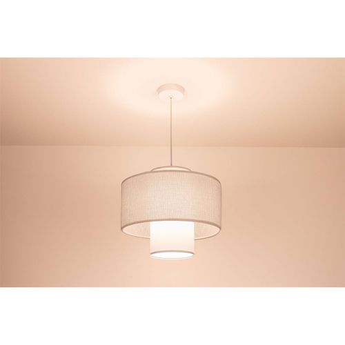 Suspension Jute Et Lin Blanc Design Ajustable Lumière Douce