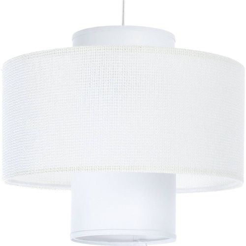 Suspension Jute Et Lin Blanc Design Ajustable Lumière Douce